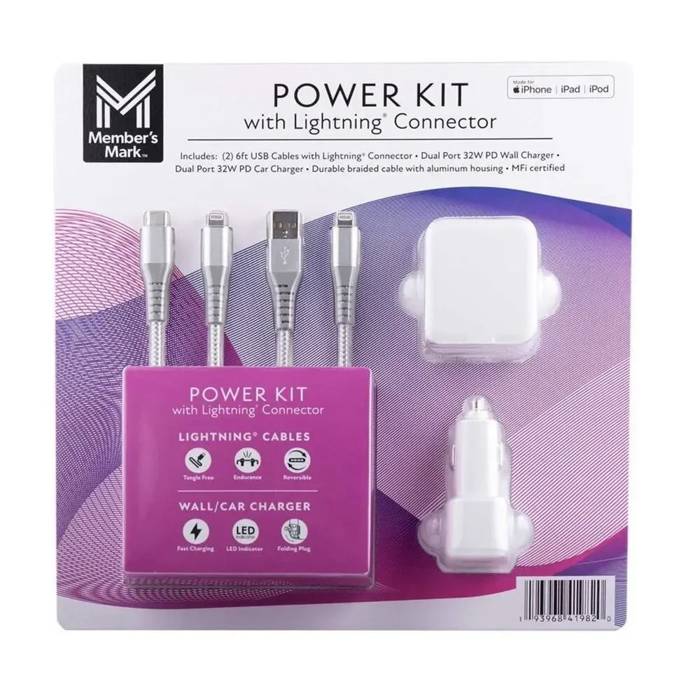 Charger Kit USB-C PD Wall & Car Charger for iPhone, iPad…. Lightening